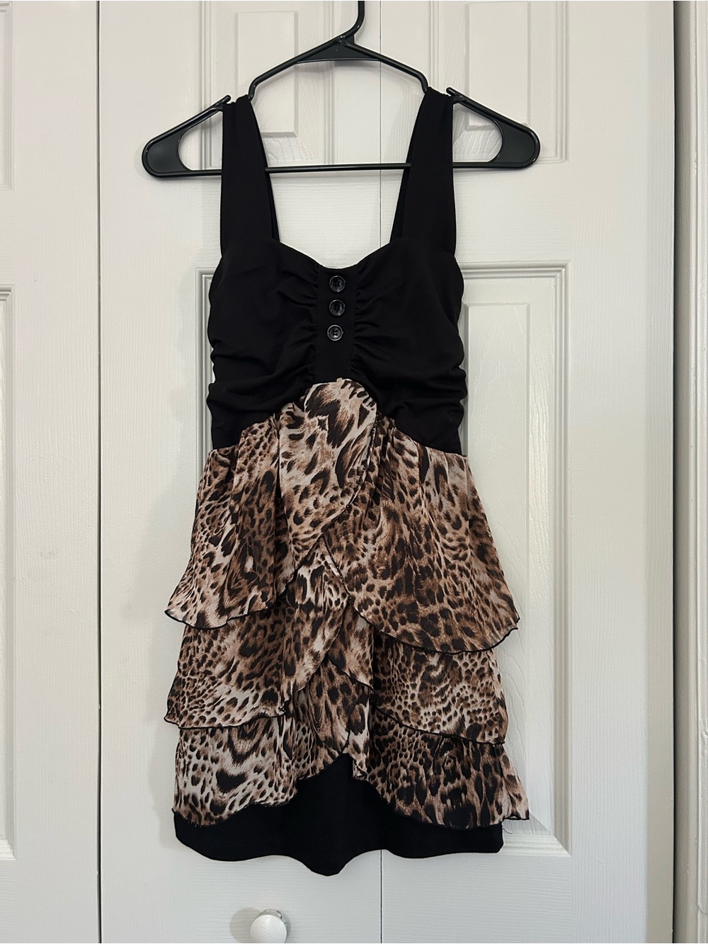 Rue21 Black Sleeveless Dress with Ruched Bodice and Button Trim